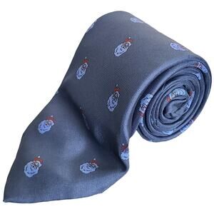 Wembley Blue Santa Heads Holiday Novelty Silk Necktie Made in USA 56x3